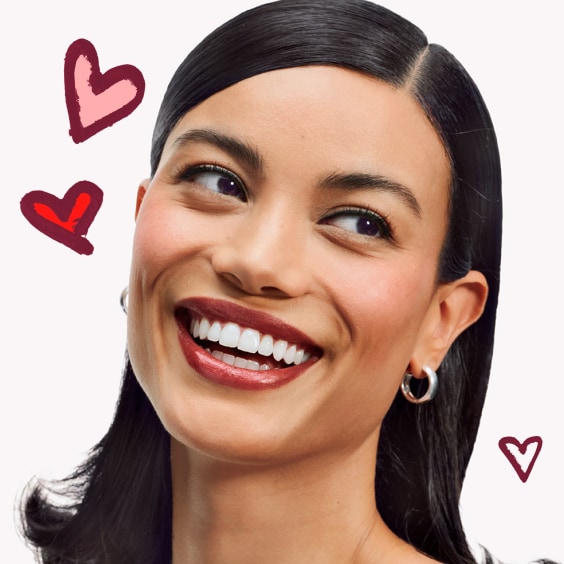 girl with hearts around her