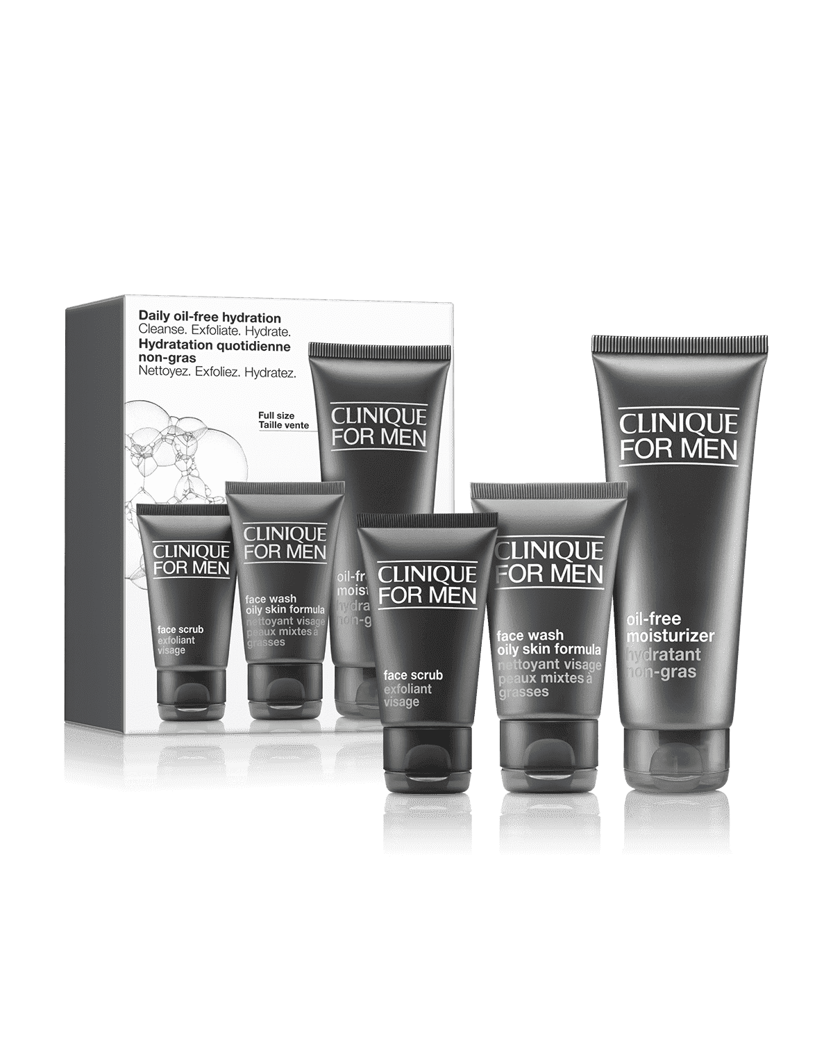 Clinique For Men™ Daily Oil-Free Hydration - Cleanse. Exfoliate. Hydrate.
