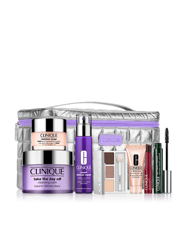 Best of Clinique Skincare + Makeup Set, A collection of Clinique’s most-loved skincare and makeup essentials in one set. $470 value.