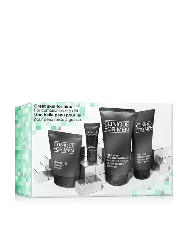 Great Skin For Him: For Combination Oily Skin, Four full-size skincare favorites to keep oilier skin looking fresh and hydrated. $240 value.