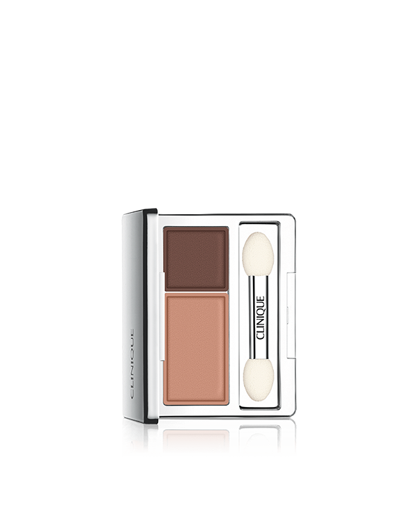 All About Shadow Duos, Perfectly-paired shades for effortless eye looks. Luscious, long-wearing. Dual-ended applicator.