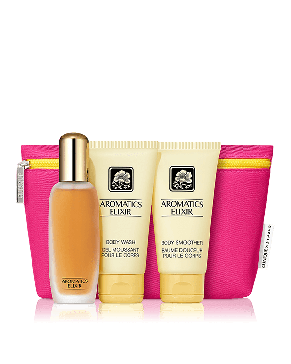Aromatics Elixir Essentials: Fragrance Set, Exclusive travel-ready fragrance trio for head-to-toe intrigue. A $156 value.