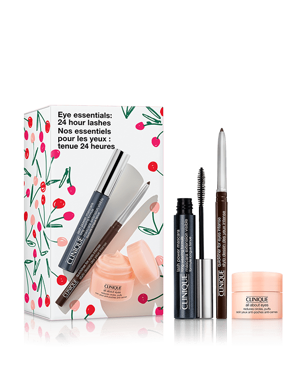 Eye Essentials: 24 Hour Lashes, Eye-opening makeup trio for a look with staying power. $99 value.