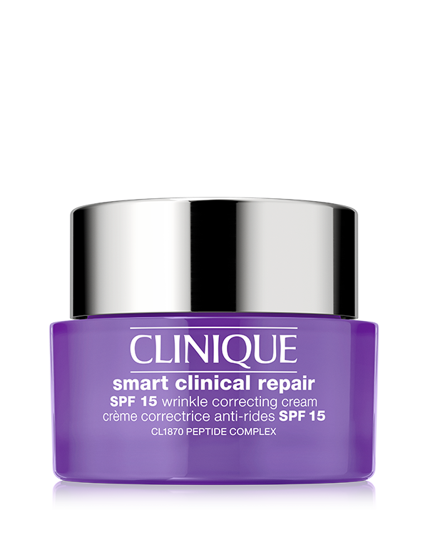 Clinique Smart Clinical Repair™ SPF 15 Wrinkle Correcting Cream, Dermal-active SPF formula visibly repairs wrinkles, protects with SPF, and helps prevent future damage.