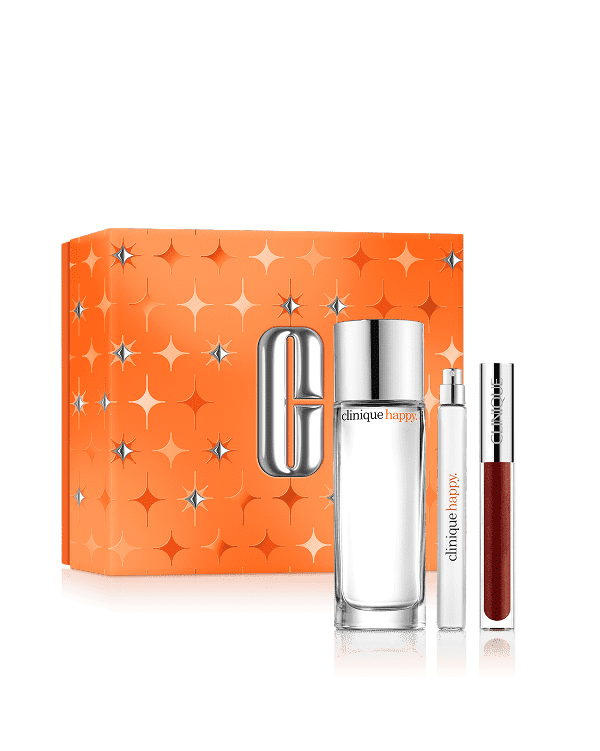 Perfectly Happy Set, Shine happily. Two sizes of the citrus-floral fragrance Clinique Happy™, plus a high shine lip gloss.&amp;nbsp;