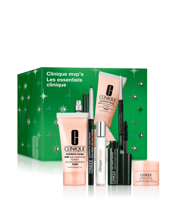 Clinique Mini MVP&#039;s Set, A collection of Clinique’s skincare, makeup, and fragrance fan-favourites, in travel-perfect mini sizes