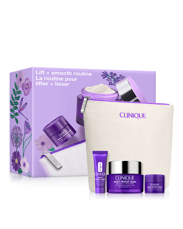 Lift + Smooth Routine Skincare Set, A smart de-aging trio to help visibly lift and smooth.
