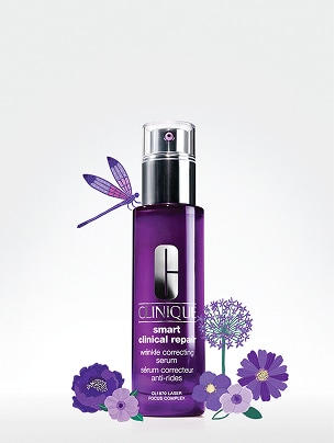 Smart Clinical Repair Bottle with purple flowers around 