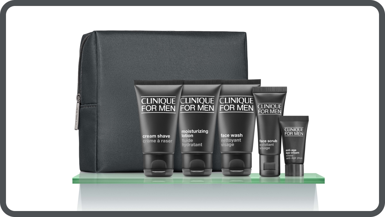 Receive a free 6-piece gift when you buy any two Clinique for Men products*.