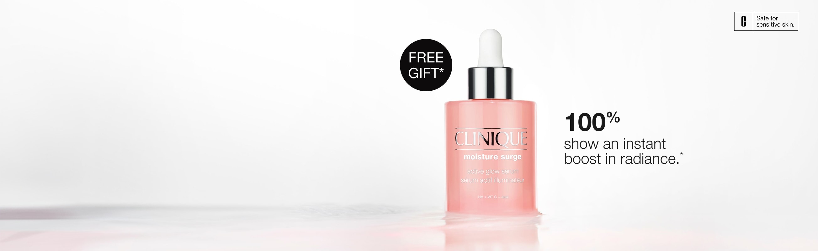 Receive a free full-size Moisture Surge Active Glow Serum 30ml when you spend $120+*